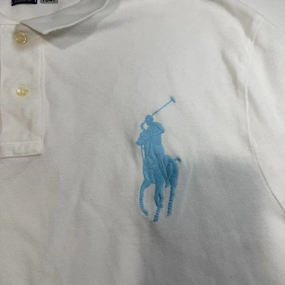 Polo Ralph Lauren Mens Polo Shirt XXL Classic Fit White Light Blue Big Pony RL18